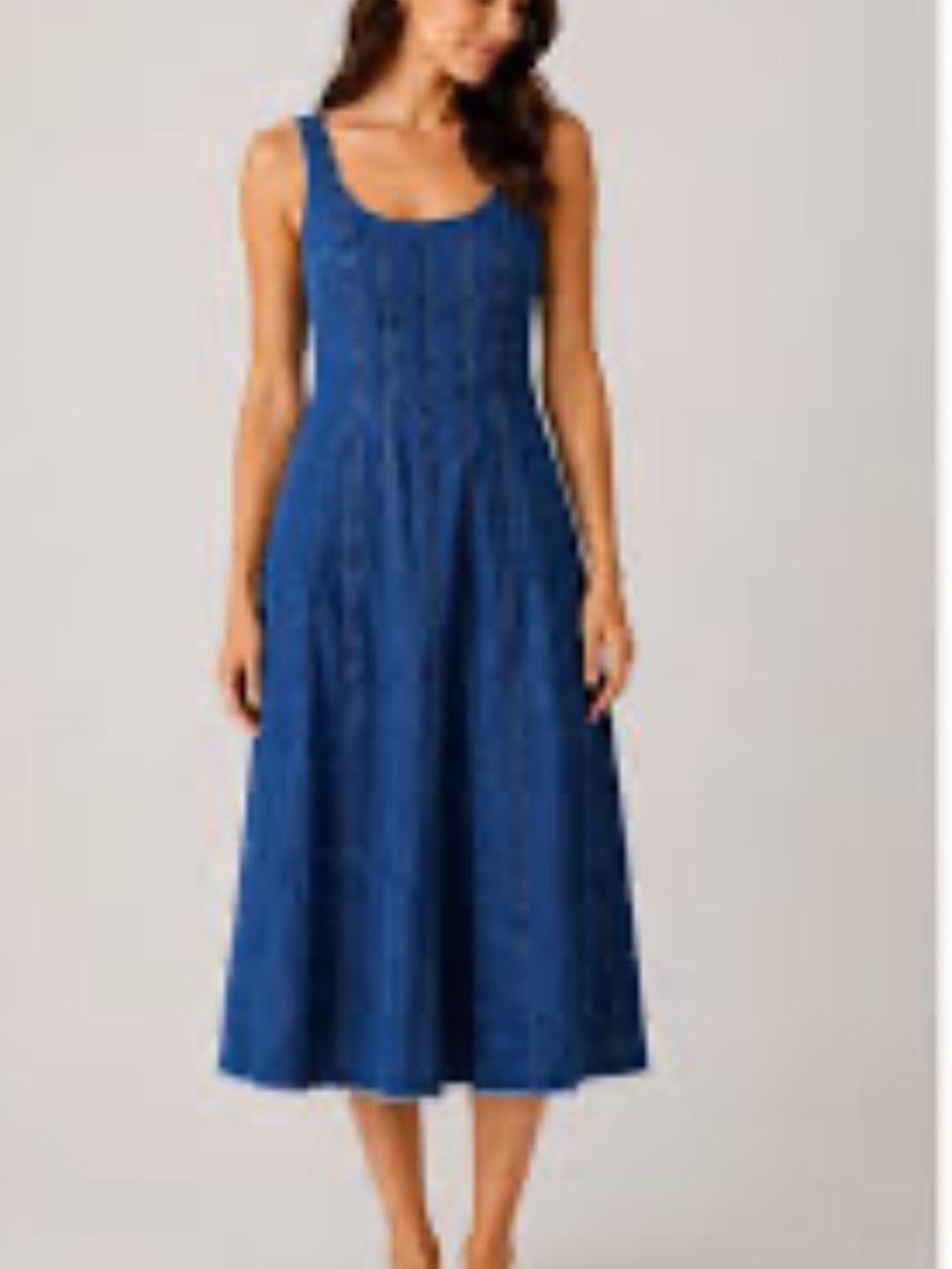 Joie Classic Dark Blue Denim Midi Dress Size L NWT